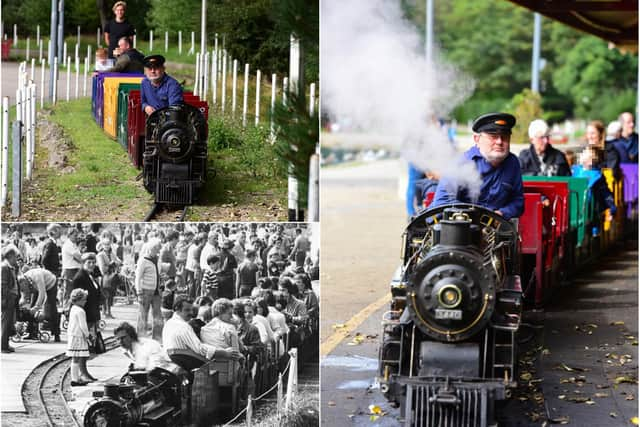 Keith Nye doing the job he loves on the miniature train.