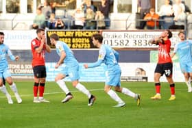 Elliot Embleton celebrates after scoring for Sunderland at Luton. (Photo by Andrew Redington/Getty Images)
