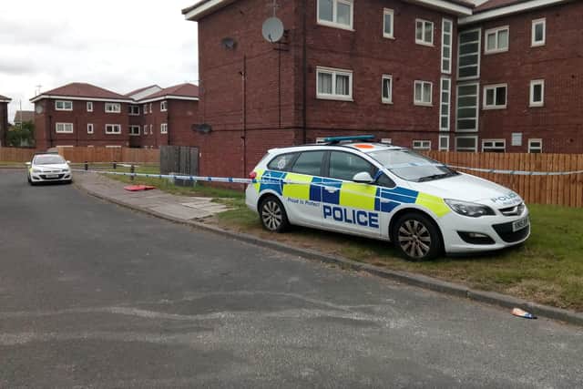 Northumbria Police at the scene of a murder investigation in Victoria Road, South Shields.
