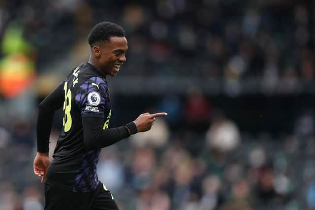 Joe Willock scored for the seventh game in a row as Newcastle United beat Fulham 2-0 in the Premier League. (Photo by Matthew Childs - Pool/Getty Images)