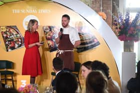 Laurel Ives and chef Steve Edwards during the Sunday Times Dish Magazine Lunch at Advertising Week Europe 2016 at Picturehouse Central on April 21, 2016 in London, England.  (Photo by Stuart C. Wilson/Getty Images for Advertising Week Europe)
