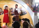 Laurel Ives and chef Steve Edwards during the Sunday Times Dish Magazine Lunch at Advertising Week Europe 2016 at Picturehouse Central on April 21, 2016 in London, England.  (Photo by Stuart C. Wilson/Getty Images for Advertising Week Europe)