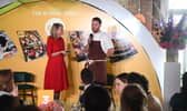 Laurel Ives and chef Steve Edwards during the Sunday Times Dish Magazine Lunch at Advertising Week Europe 2016 at Picturehouse Central on April 21, 2016 in London, England.  (Photo by Stuart C. Wilson/Getty Images for Advertising Week Europe)