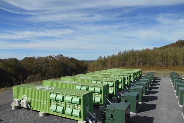 Battery storage units, similar to those planned for the site.