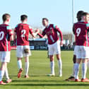 South Shields players celebrate a goal. Picture by Kev Wilson.