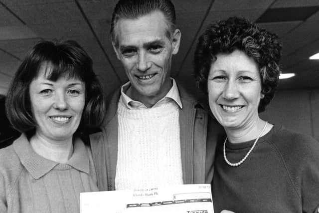 Pictured receiving a cheque on behalf of Hartlepool General Hospital Paediatric Unit from Tioxide are Joan Stevenson (right) and SEN Kath Horsley,  Tioxide process technician Bill Hall is centre in the photo taken 30 years ago this month.