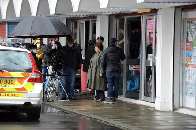 Filming of Vera at Ocean Beach Pleasure Park with actress Brenda Blethyn as Vera Stanhope.