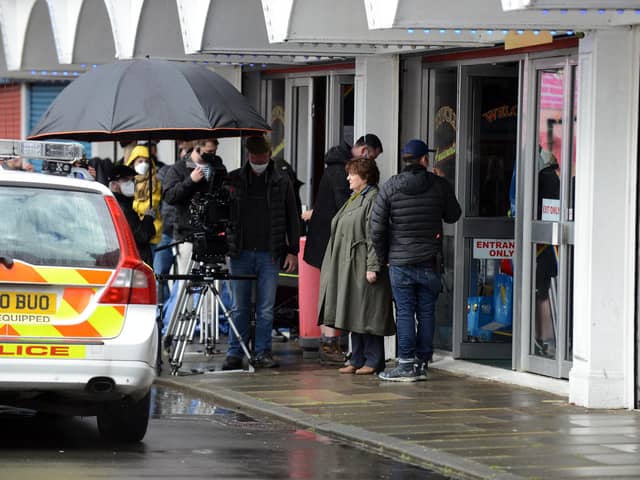 Filming of Vera at Ocean Beach Pleasure Park with actress Brenda Blethyn as Vera Stanhope.