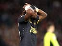 Newcastle United were denied a penalty after Allan Saint-Maximin was tripped by Leeds United defender Robin Koch (Photo by George Wood/Getty Images)