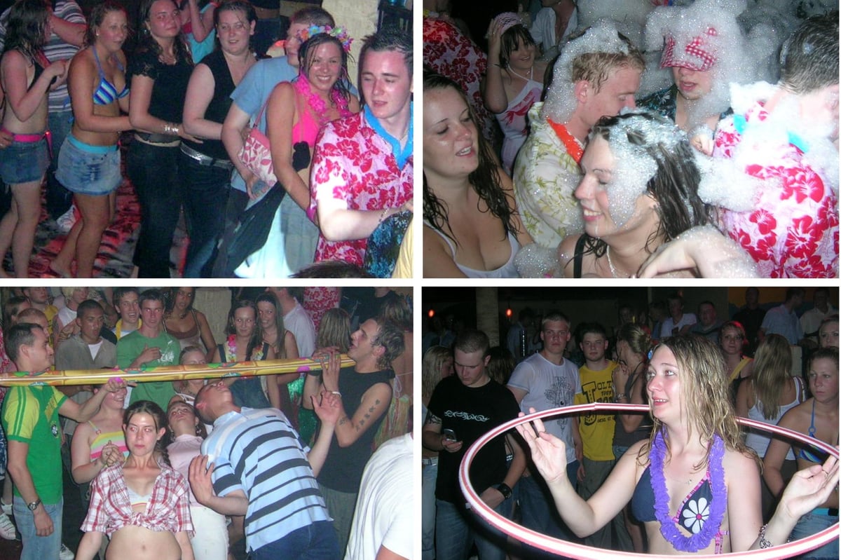 Nine pictures from a hula, conga, foam and limbo party at Eivissa in South Shields in 2005