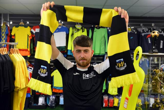 Ryan Bolam at Bolam Premier Sports,  supporting Hebburn Town FC ahead of the FA Vase final.