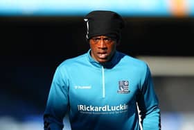 Nile Ranger of Southend United looks on before the Sky Bet League Two match between Southend United and Salford City at Roots Hall on February 27, 2021 in Southend, England.