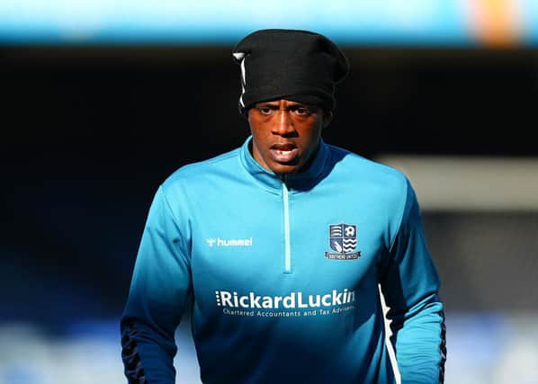 Nile Ranger of Southend United looks on before the Sky Bet League Two match between Southend United and Salford City at Roots Hall on February 27, 2021 in Southend, England.