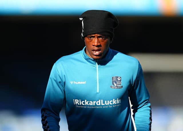 Nile Ranger of Southend United looks on before the Sky Bet League Two match between Southend United and Salford City at Roots Hall on February 27, 2021 in Southend, England.