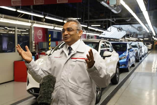 Nissan's Chief Operating Officer Ashwani Gupta talks to the media after announcing that the Japanese car giant is to build a new electric model and huge battery plant in the UK in a massive boost to the automotive industry. More than 1,600 jobs will be created in Sunderland and an estimated 4,500 in supply companies under an investment of £1 billion.