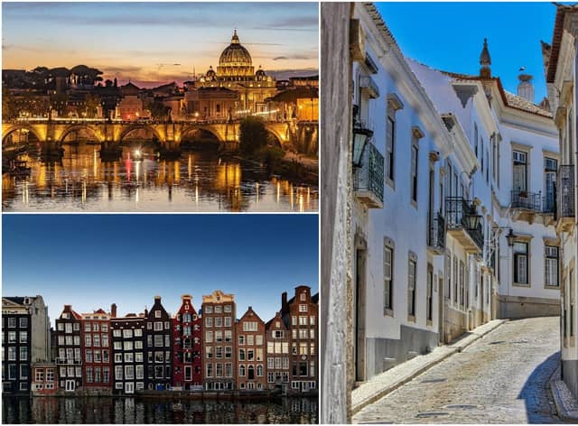 Rome, Faro and Amsterdam are among the 27 destinations you can fly to from Newcastle Airport. Pictures by Pixabay