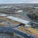A drone image taken by Highways England as work is carried out at Testo's Roundabout.