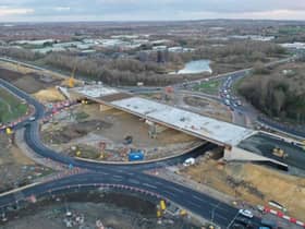 A drone image taken by Highways England as work is carried out at Testo's Roundabout.