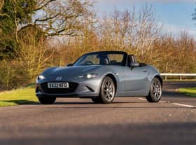 The Mazda MX-5 looks stunning with the roof down.