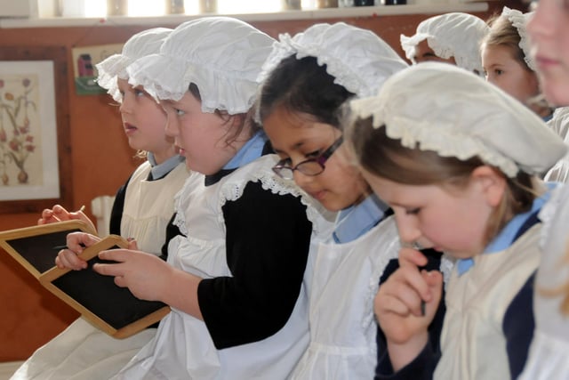Year 4 pupils from Valley Road Primary School were taking part in a Victorian school lesson under the watchful eye of teacher Sharon Vincent at the Donnison School in 2012.
