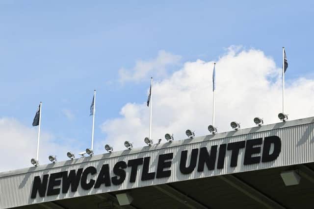 A photograph taken on April 30, 2022 shows a general view of St James' Park in Newcastle-upon-Tyne, north east England prior to the English Premier League football match between Newcastle United and Liverpool. (Photo by PAUL ELLIS/AFP via Getty Images)