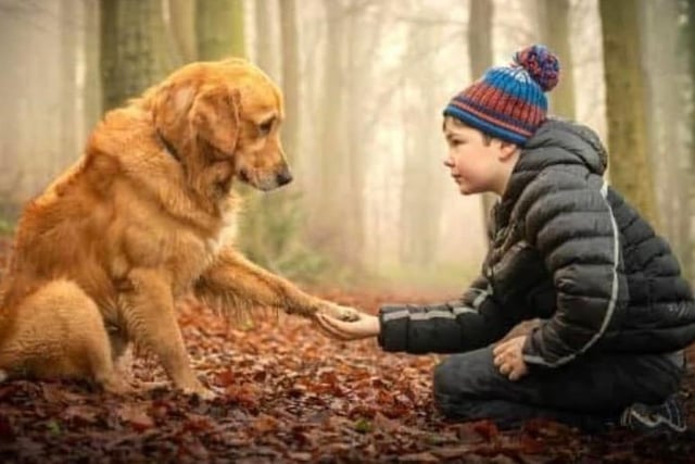 Dudley the dog and his human brother Adam celebrate International Dog Day with this sweet picture.