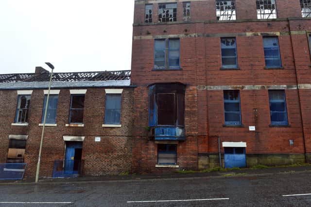 The aftermath of a fire at former Hawthorn Leslie office buildings in Ellison Street, Hebburn.