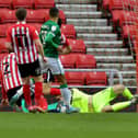 Lee Burge makes a fine save to keep the scores level at the Stadium of Light