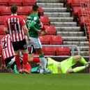 Lee Burge makes a fine save to keep the scores level at the Stadium of Light