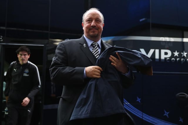 Rafa Benitez arrives at Goodison Park with Newcastle United in 2018.