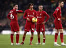 Trent Alexander-Arnold of Liverpool looks on with his team mates during the Premier League match between Wolverhampton Wanderers and Liverpool FC at Molineux on February 04, 2023 in Wolverhampton, England. (Photo by Naomi Baker/Getty Images)