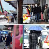 The cast and crew of Vera were hit by deluges during the thundery spells in South Shields.