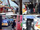 The cast and crew of Vera were hit by deluges during the thundery spells in South Shields.