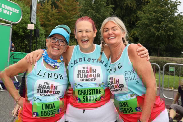 Big smiles from Linda, Christine and Jane as they prepare to run for The Brain Tumour Charity. All the best ladies!