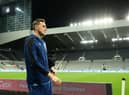 Newcastle United striker Chris Wood arrives at St James's Park for this month's Carabao Cup tie against Leicester City.