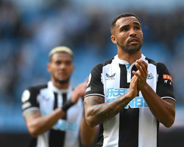 Newcastle striker Callum Wilson applauds the fans after the Premier League match between Manchester City and Newcastle United at Etihad Stadium on May 08, 2022 in Manchester, England. (Photo by Stu Forster/Getty Images)