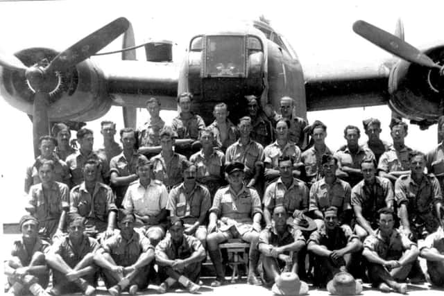 Flight Lieutenant Alfred Eltringham and the flight crew in Egypt in 1945.