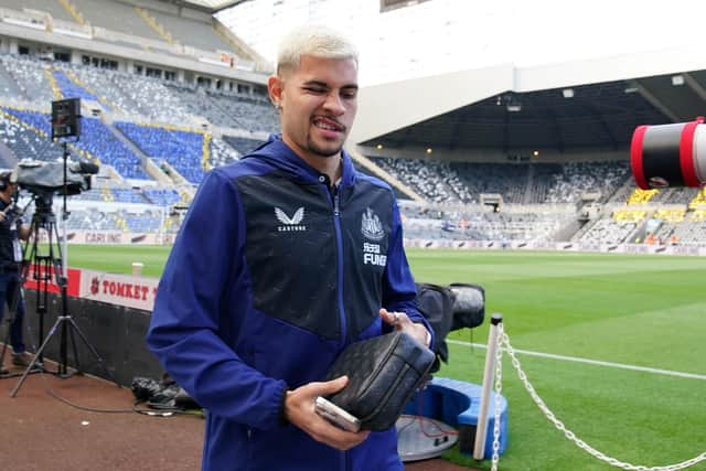 Newcastle United's Bruno Guimaraes arriving before the Premier League match at Sts James's Park last season.