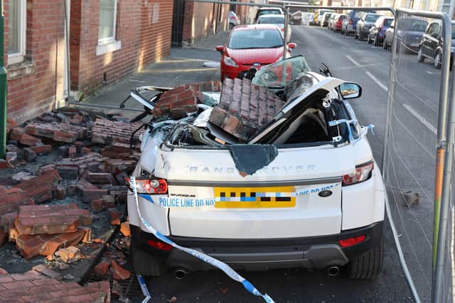 Russel Choudary's car was completely destroyed during Storm Malik.