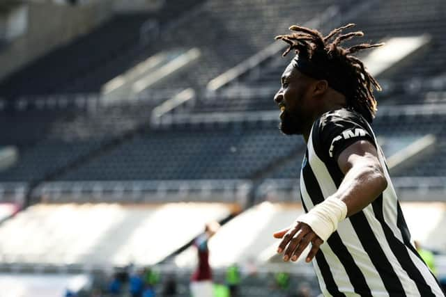 Allan Saint-Maximin celebrates Newcastle United's first goal.