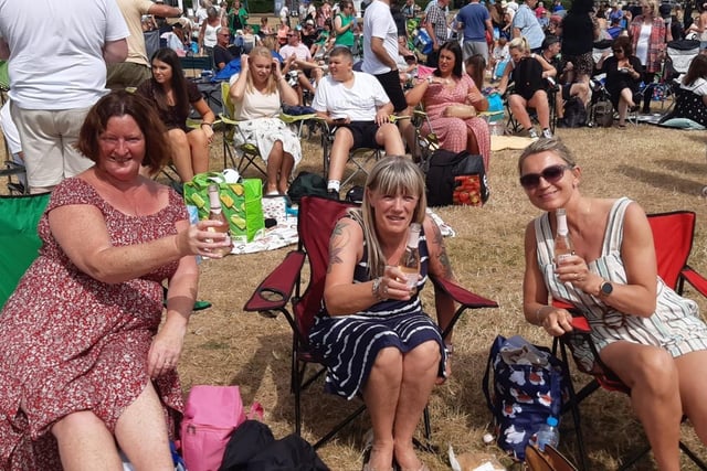 Julie Moore, 55, Julie Donkin 59, and Dawn Lane, 53, started the day with champagne for breakfast.