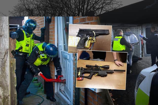 Weapons were seized in raids across Tyneside