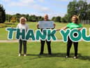 From left to right: Linda Miller, Paul Mackings and Macmillan relationship fundraising manager Jane Curry at Boldon Golf Club.