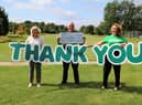 From left to right: Linda Miller, Paul Mackings and Macmillan relationship fundraising manager Jane Curry at Boldon Golf Club.