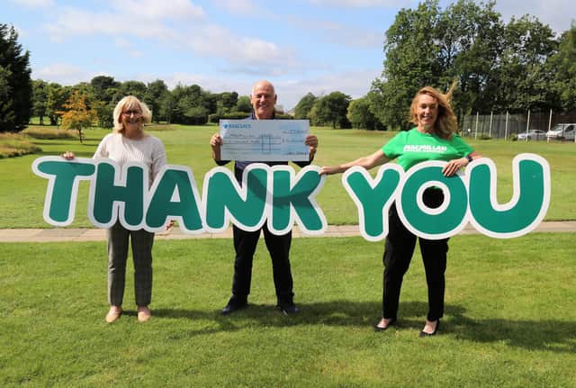 From left to right: Linda Miller, Paul Mackings and Macmillan relationship fundraising manager Jane Curry at Boldon Golf Club.