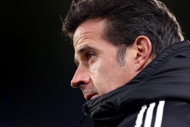 Marco Silva, Head Coach of Fulham, looks on during the Emirates FA Cup Third Round match between Hull City and Fulham at MKM Stadium on January 07, 2023 in Hull, England. (Photo by George Wood/Getty Images)