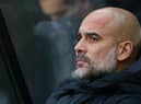 Pep Guardiola, Manager of Manchester City looks on prior to the Premier League match between Newcastle United and Manchester City at St. James Park on December 19, 2021 in Newcastle upon Tyne, England. (Photo by Alex Livesey/Getty Images)