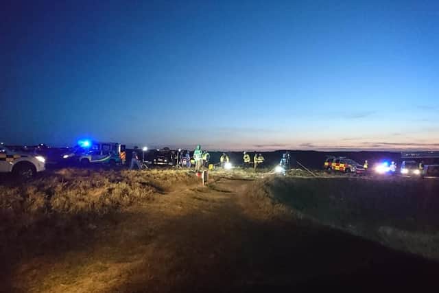 Emergency services rescued a person who had fallen from a cliff in the Frenchman's Bay area of South Shields. 
Image by South Shields Volunteer Life Brigade.
