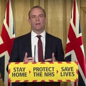Dominic Raab delivered Thursday's coronavirus briefing from Downing Street.