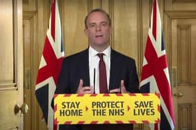 Dominic Raab delivered Thursday's coronavirus briefing from Downing Street.